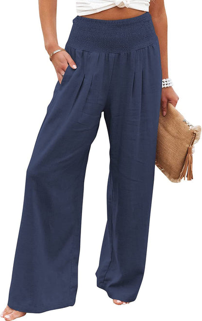 Damen Leinenhose Bequem Weit Geschnitten Sommerhosentyp