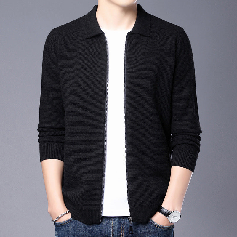 Elegante Strickjacke Wolle Slim Fit Reißverschluss