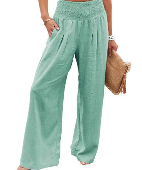 Damen Leinenhose Bequem Weit Geschnitten Sommerhosentyp