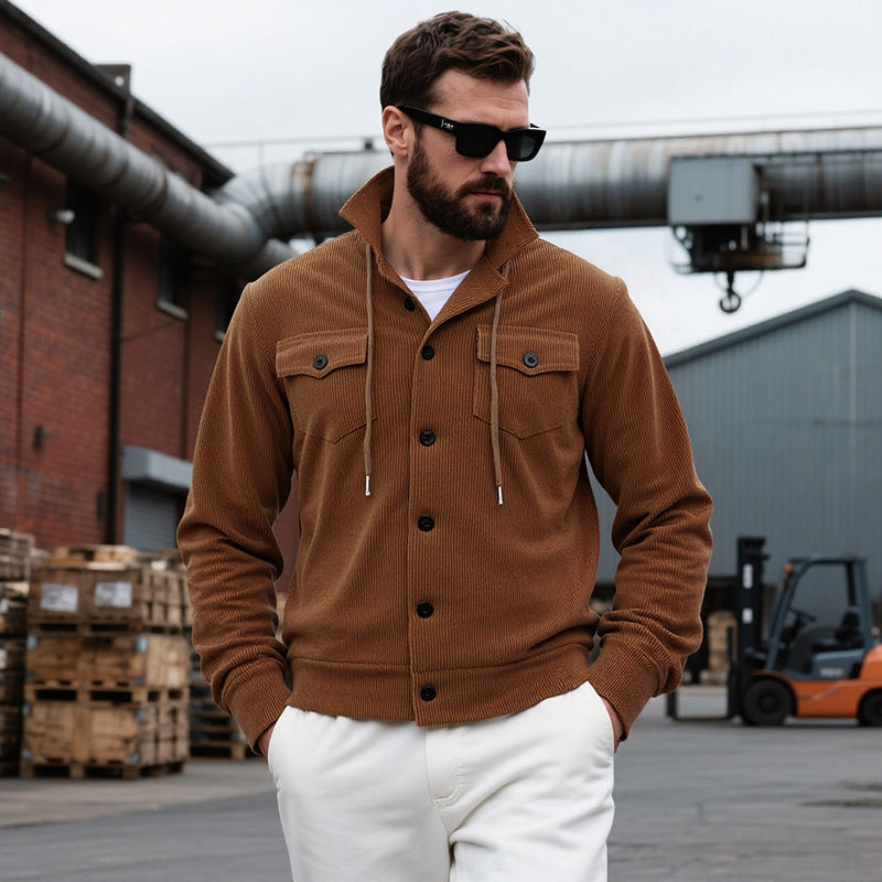 Herren Strickjacke Lässig Modern Stehkragen
