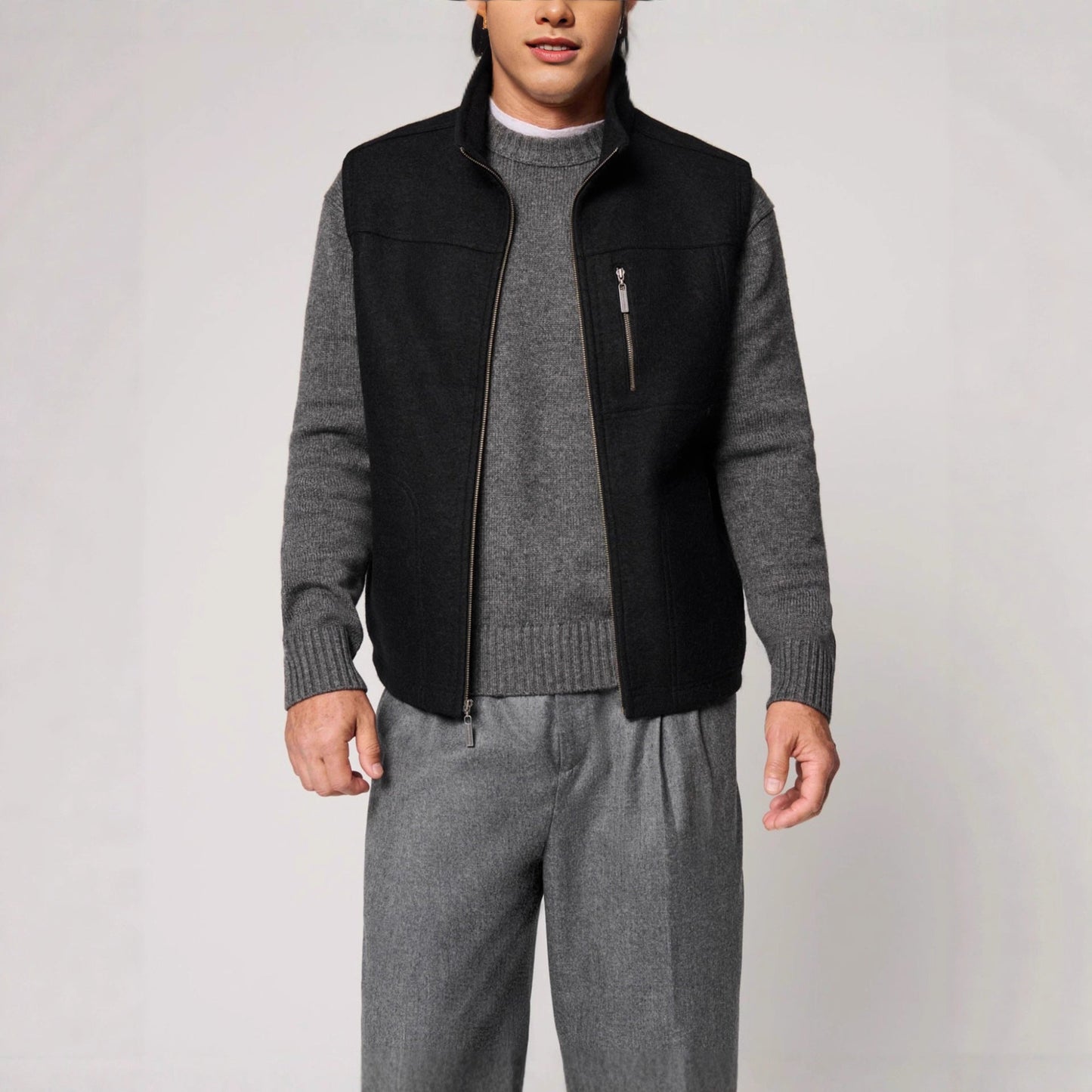 Herren Schurwollweste Warm Elegant Knopfverschluss - IdealeKleiden