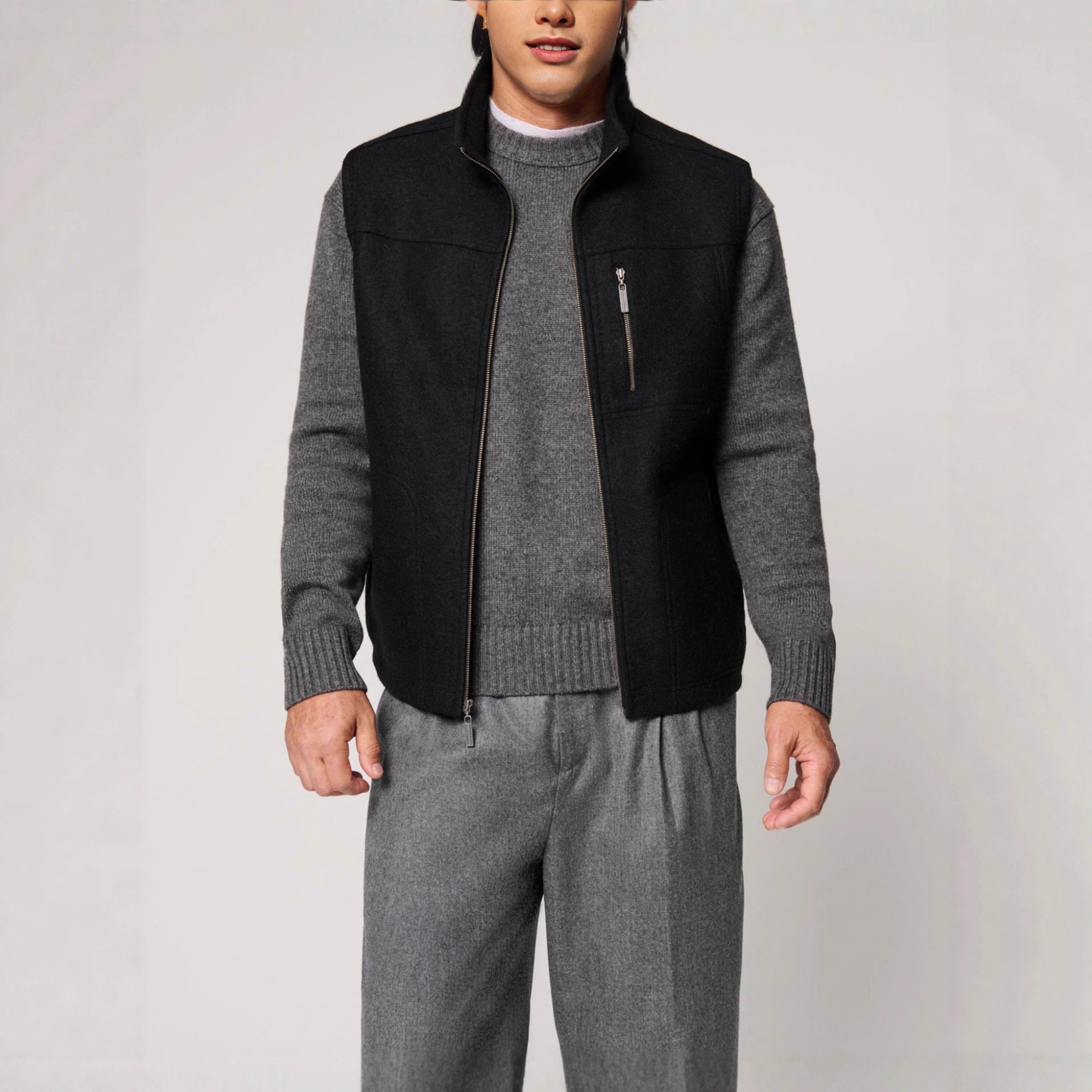 Herren Schurwollweste Warm Elegant Knopfverschluss - IdealeKleiden