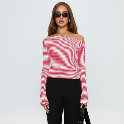 Damen Top Asymmetrisch Punkte Modern Design