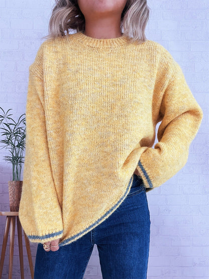 Damen Pullover Lässig Blockfarben Bequem