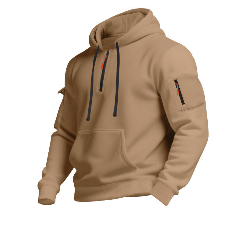 Herren Sportpullover Kapuze Reißverschluss Taschen