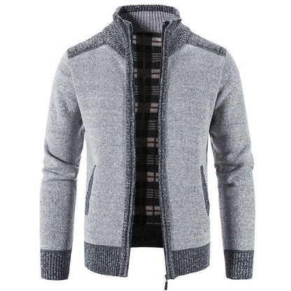 Herren Strickjacke Modern Stehkragen Struktur Look