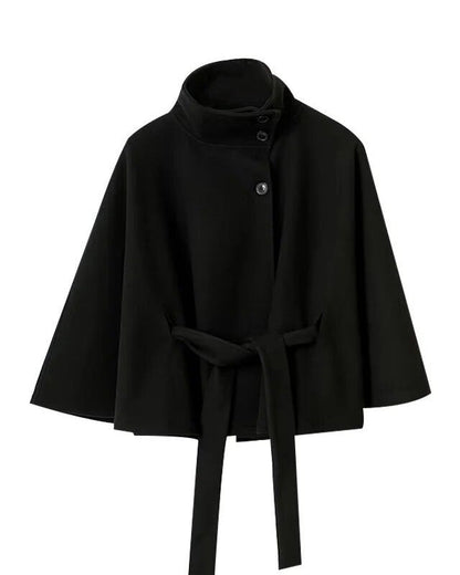 Eleganter Wollmantel Mit Gürtel Stehkragen