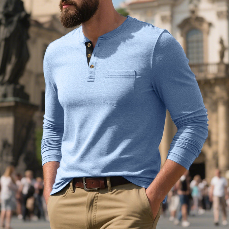Herren Langarm-Shirt Weich Baumwolle Praktisch