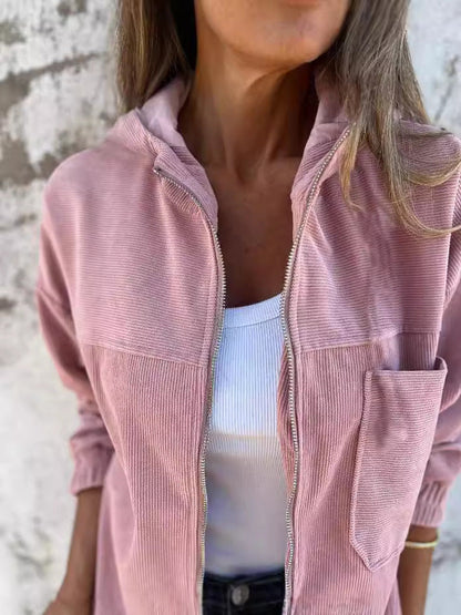 Kapuzenjacke Corduroy Relaxed Fit Reißverschluss