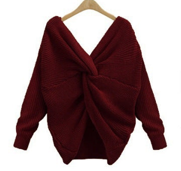 Damen Strickpullover Elegant V-Ausschnitt