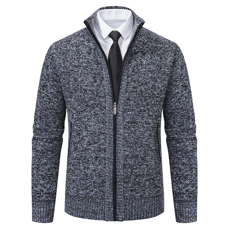 Herren Strickjacke Elegant Hochkragen Reißverschluss