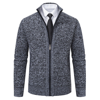 Herren Strickjacke Elegant Hochkragen Reißverschluss