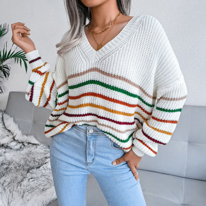 Stylisher Streifenpullover Modern Bunt