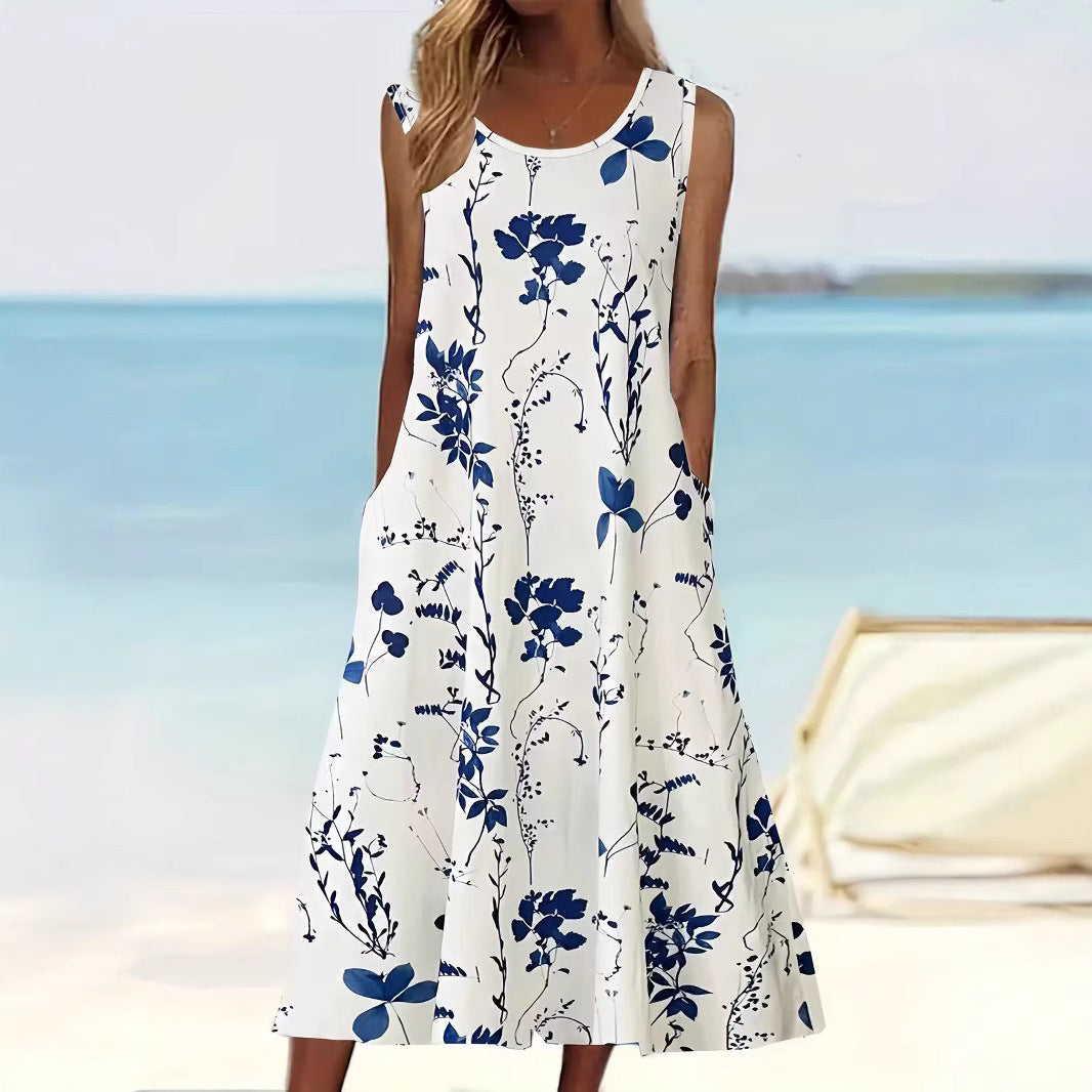 Sommerkleid Damen Blumenmuster Elegant Leicht