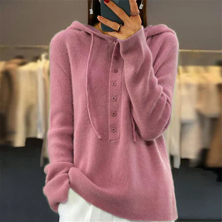 Kapuzenpullover Damen Locker Strick Design
