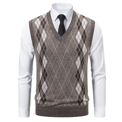Herren Pullunder Argyle Muster Elegantes Design