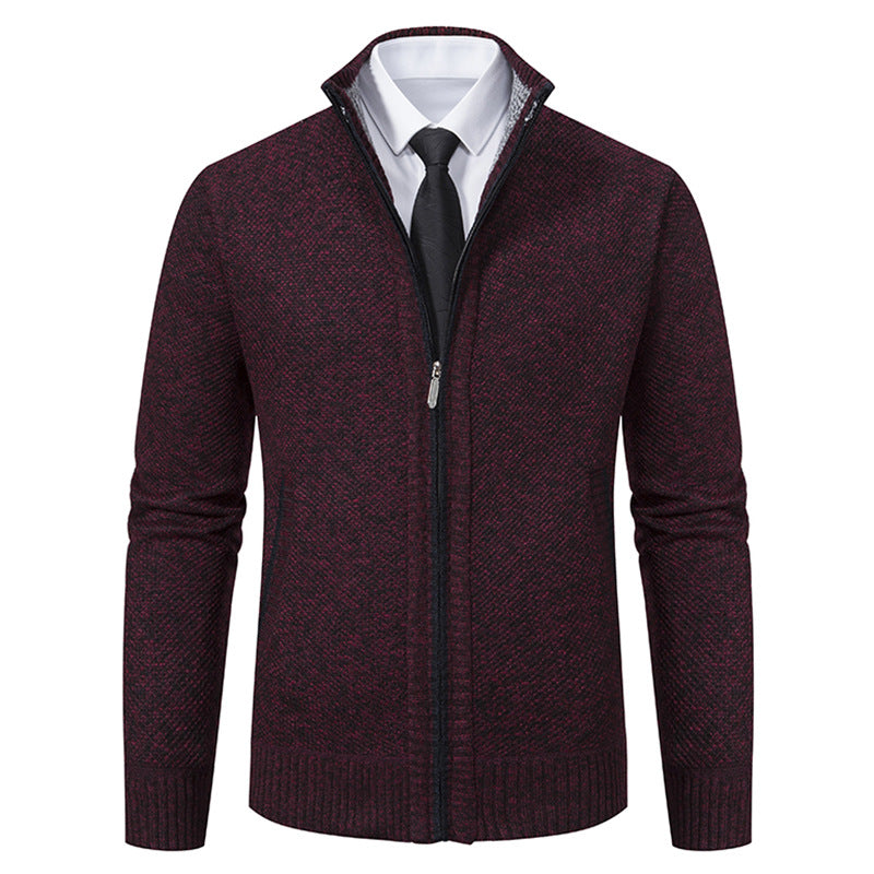 Herren Strickjacke Elegant Hochkragen Reißverschluss