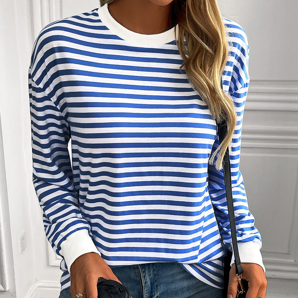 Damen Pullover Längsstreifen Bequem Oversized