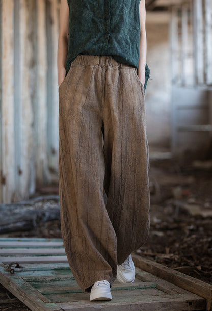 Damen Leinenhose Weit Bequem Sommer