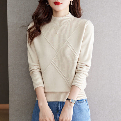 Damen Pullover Elegant Rippmuster