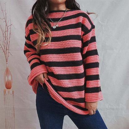 Gestreifte Strickjacke Weich Pastellfarben
