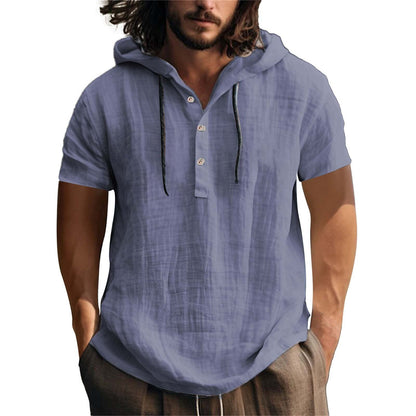 Herren Hoodie Kurzarm Leger Relaxt