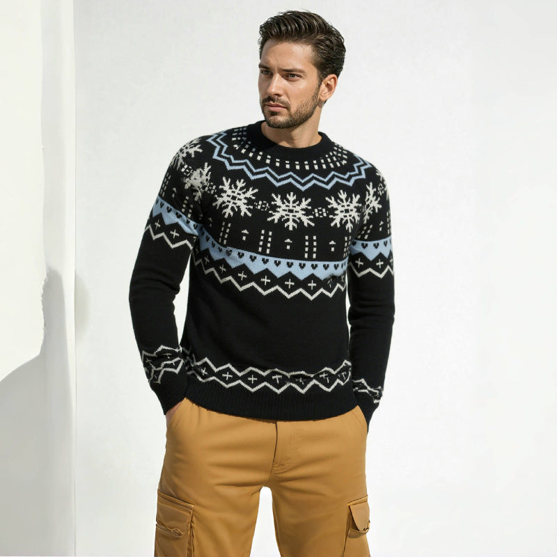 Herren Wollpullover Weich Norweger Muster - IdealeKleiden