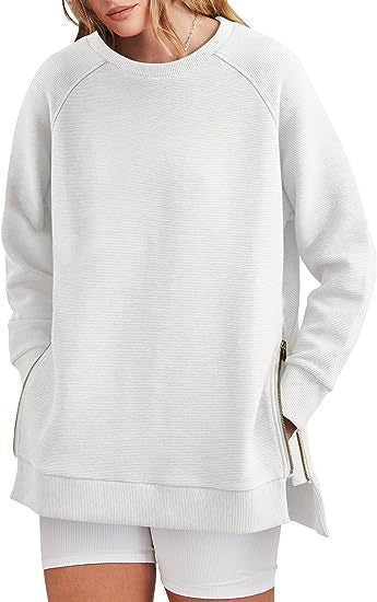 Damen Sweatshirt Bequem Mit Taschen Reißverschluss