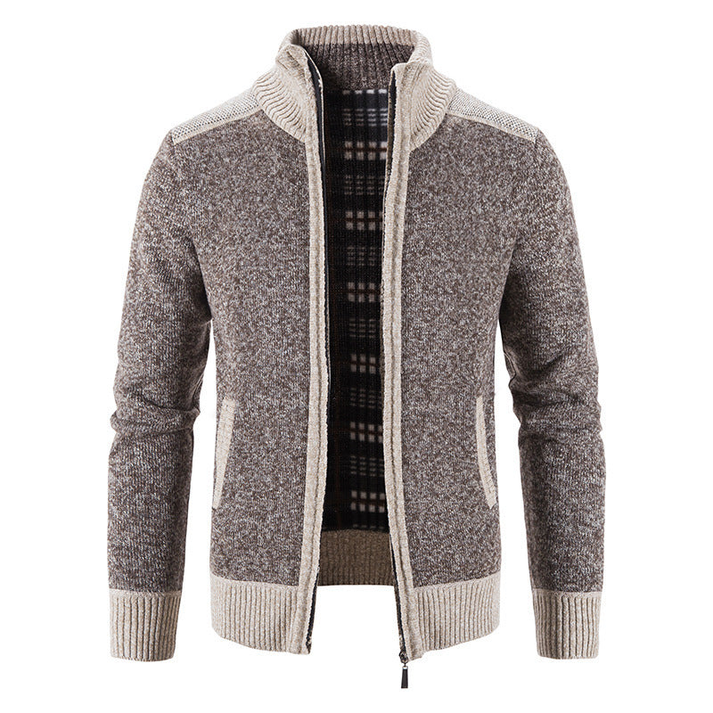 Herren Strickjacke Modern Stehkragen Struktur Look