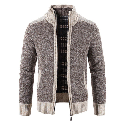 Herren Strickjacke Modern Stehkragen Struktur Look