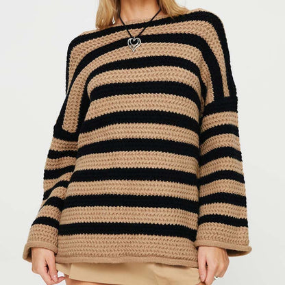 Gestreifte Strickjacke Weich Pastellfarben
