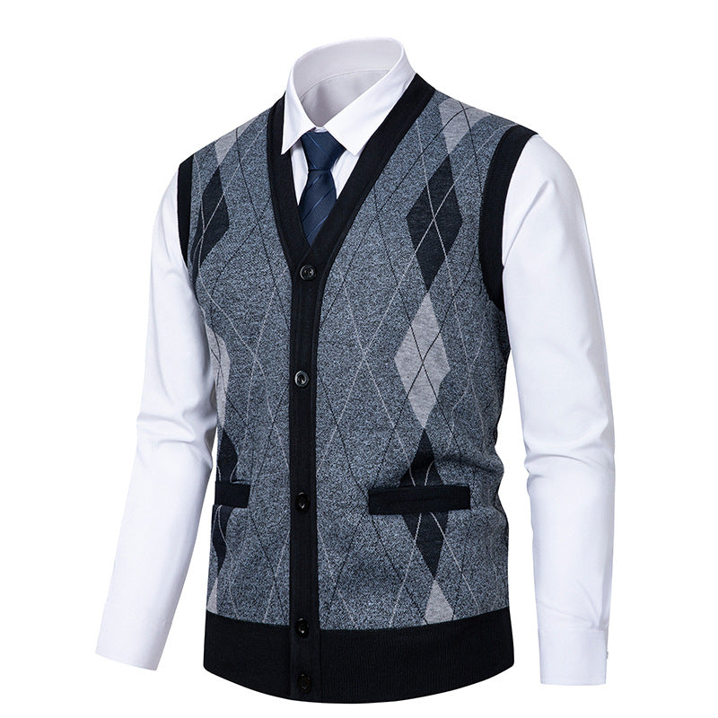 Herren Strickjacke Elegant Rautenmuster Modern