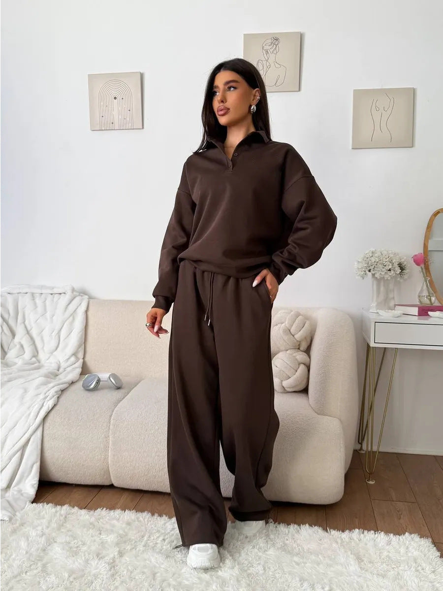 Damen Leichtes Poloshirt und Comfort Hosen Set