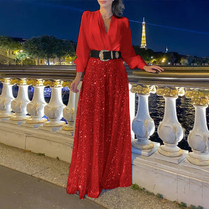 Damen Abendkleid Elegant Schimmernde Blume