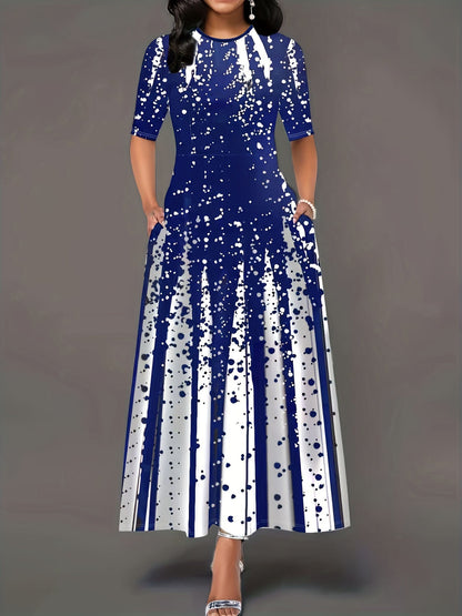 Damen Maxikleid Elegant Blumenmuster Sommerkleid