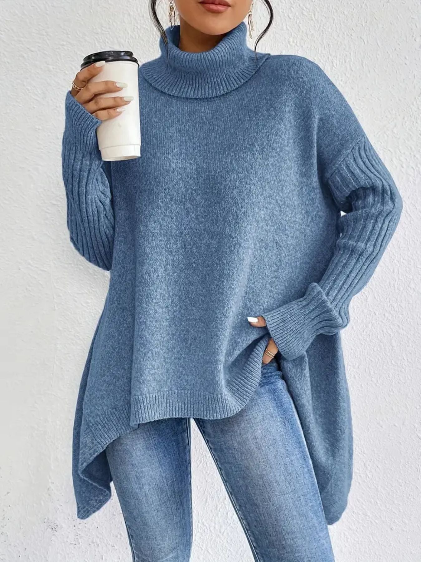 Große Rollkragenpullover Weich Übergröße