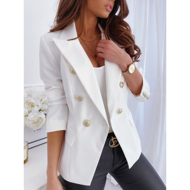 Damen Business Anzug Elegant Gold Knöpfe