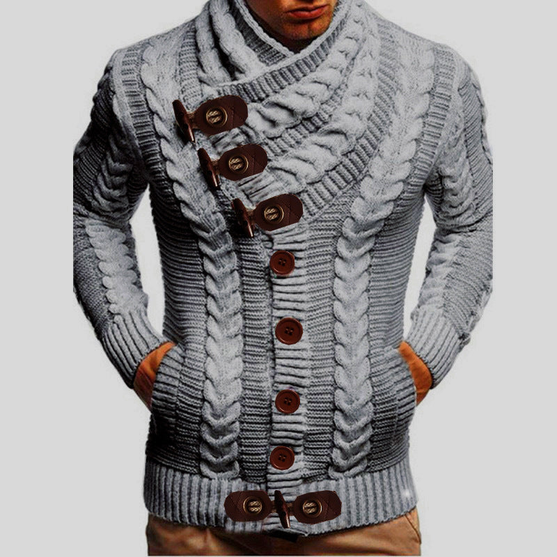Herren Strickjacke Grobstrick Moderne Knöpfe
