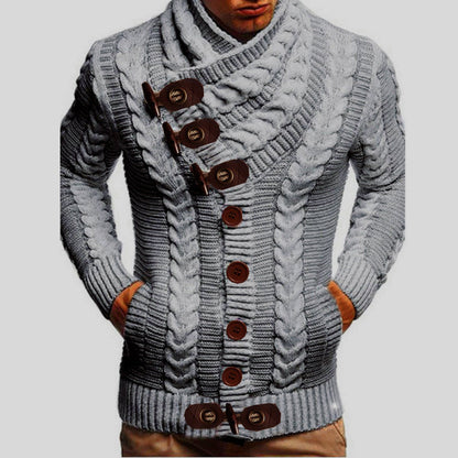 Herren Strickjacke Grobstrick Moderne Knöpfe