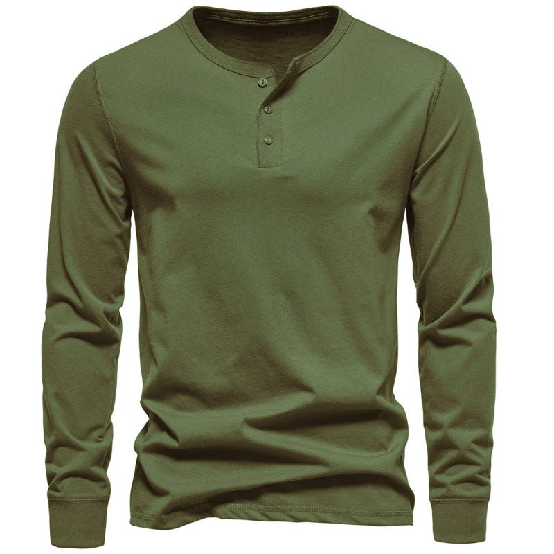 Herren Langarmshirt Modern Knopfverschluss Elegant