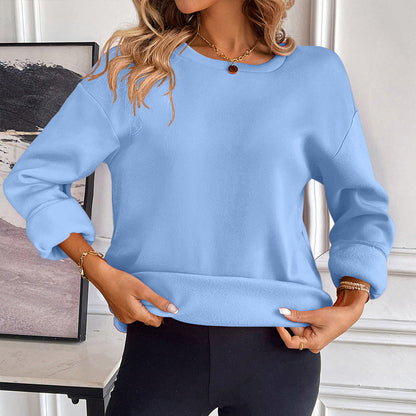 Bequemer Sweater Rundhals Lange Ärmel Weich