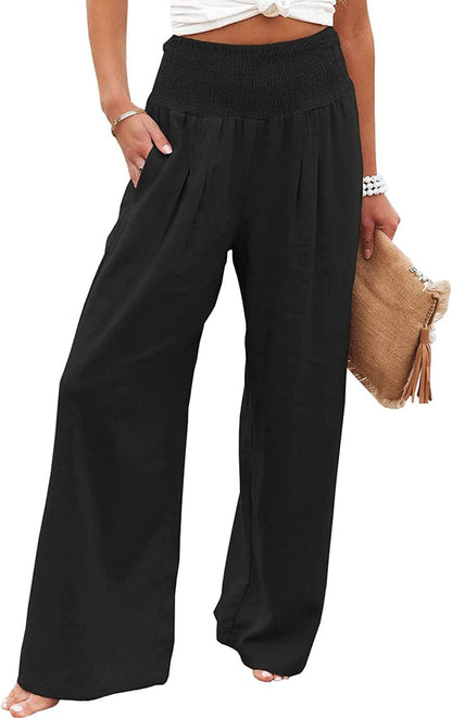 Damen Leinenhose Bequem Weit Geschnitten Sommerhosentyp