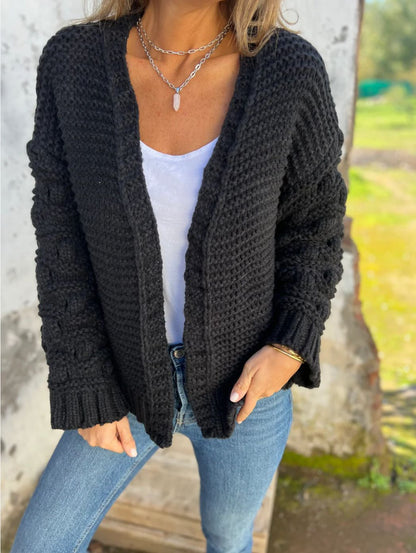 Damen Strickjacke Übergröße Blumenmuster