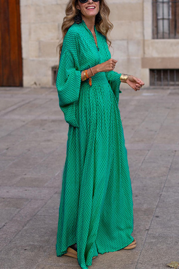 Damen Maxikleid Elegant Weit Ärmel Sommerkleid