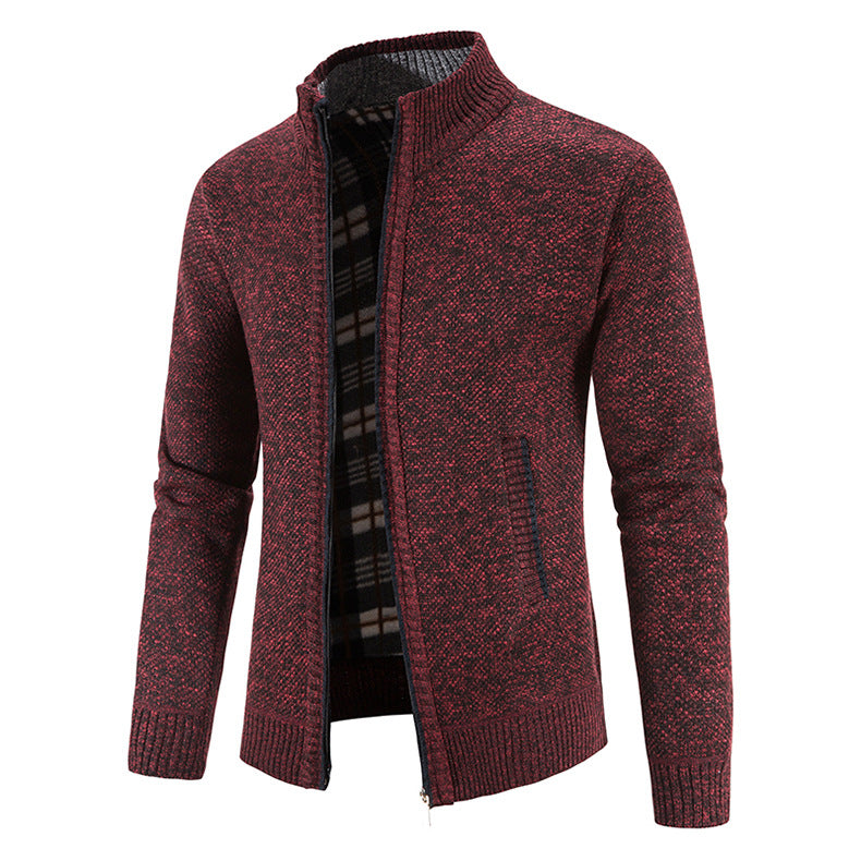 Herren Strickjacke Modern Stehkragen Noppen Optik