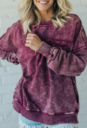 Damen Oversized Sweatshirt Bequem mit Taschen