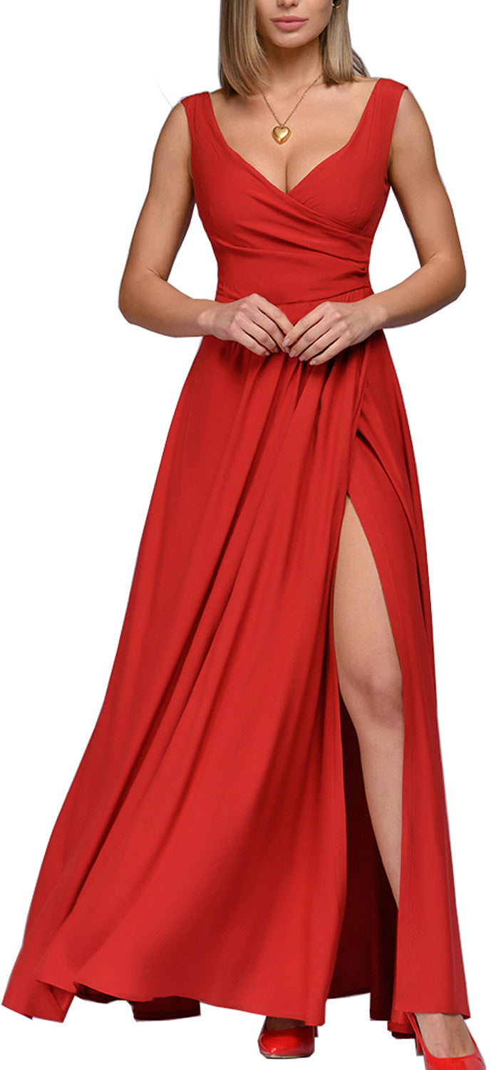 Damen Maxi-Kleid Elegant Wickel Look
