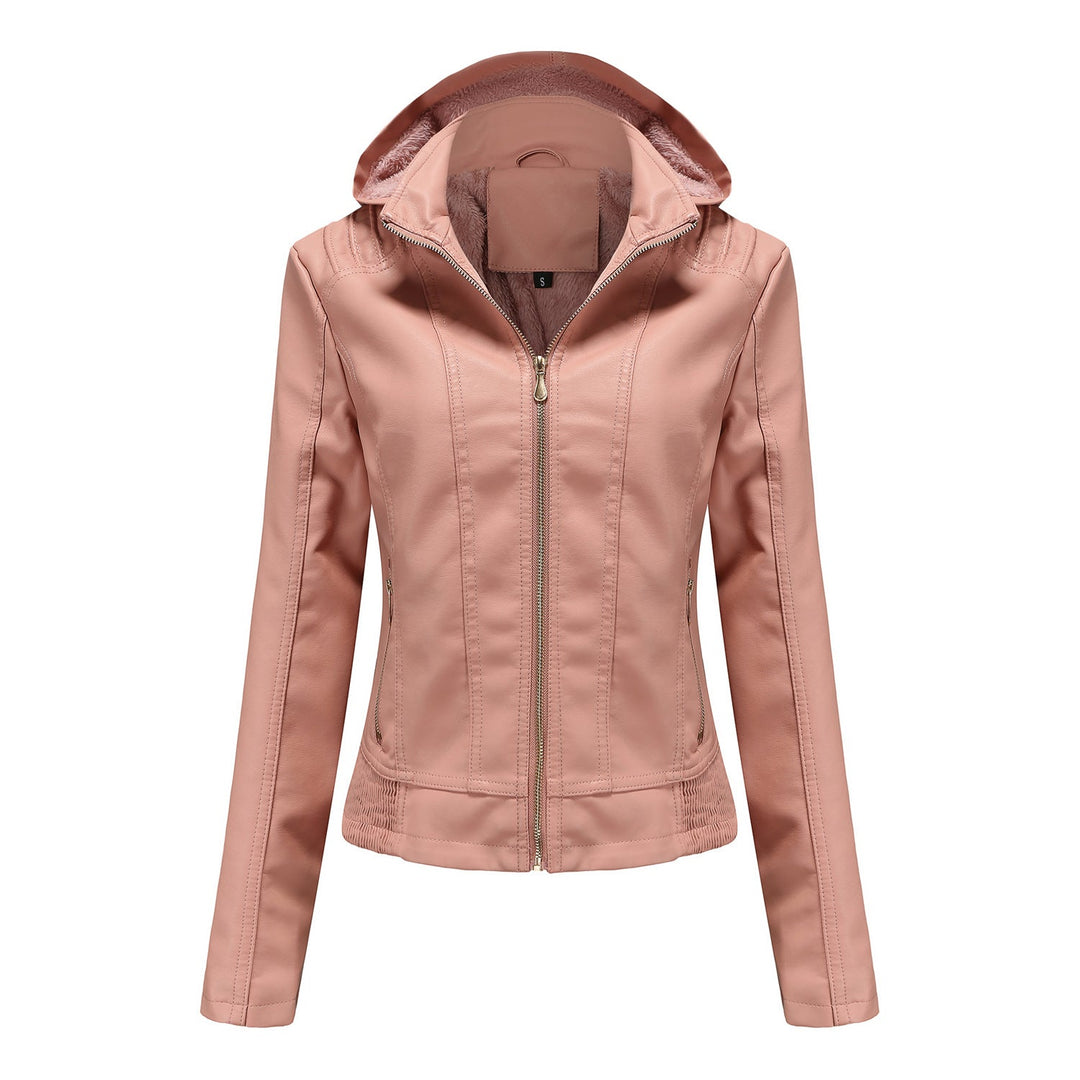Damen Lederjacke Elegant Schnitt Mit Hochkragen