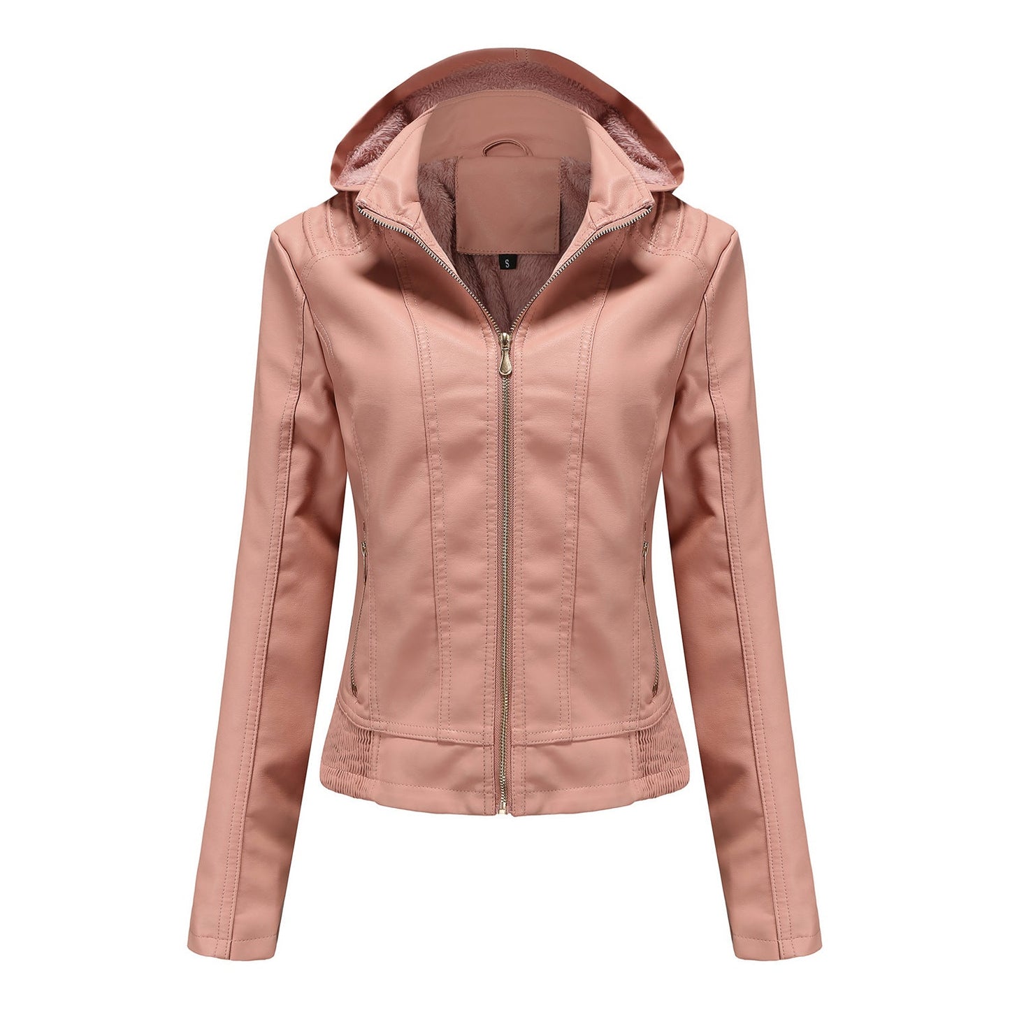 Damen Lederjacke Elegant Schnitt Mit Hochkragen
