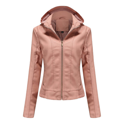 Damen Lederjacke Elegant Schnitt Mit Hochkragen